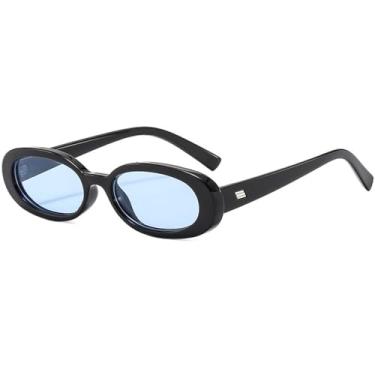 Imagem de Óculos de Sol Femininos e Masculinos Ovais com Estampa de Leopardo Pequena, Proteção UV400, Ideais para Esportes ao Ar Livre, Corrida e Ciclismo, Preto e Azul