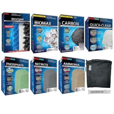 Imagem de Trident Nova 306/307 Kit de mídia de filtro de filtro de manutenção e substituição, com sacos de malha (limpeza rápida, bioespuma, removedor de nitrito/fosfato/amônia, carbono, biomax)