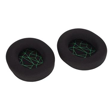 Imagem de Generic Almofadas de Espuma de Memória Premium para Substituição de Fone de Ouvido Arctis 3/5/7, Melhorando o Isolamento de Som, 2 X Pretas (Protetores de ouvido pretos com serigrafia verde)