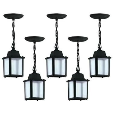 Imagem de Kit 5 Pendentes Luminárias de Teto Colonial Vintage Preto Interno Exte