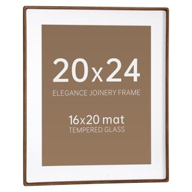 Imagem de CULER Porta-retrato de 50 x 61 cm, moldura para exibição de 40 x 50 com tapete ou 51 x 61 sem, moldura rústica de madeira de fazenda com vidro verdadeiro, molduras para galeria de parede