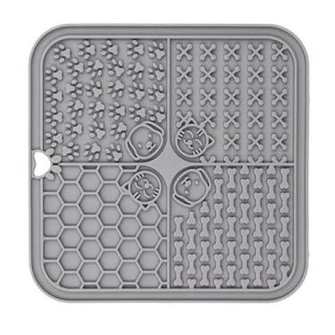 Imagem de Tapete Comedouro Lento De Lamber P/Cães E Gatos Pet Banho Stress Comida Pastosa(Cinza)