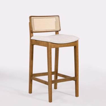 Imagem de Banqueta Viena Baixa Madeira Maciça Pinhão Tela Natural - Exclusive De