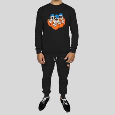 Imagem de Conjunto Calça e Blusa Moletom Careca Sem Capuz Algodão Estampado Brot