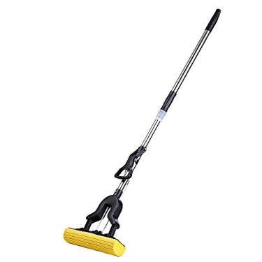 Imagem de Mop de Esponja PVA Absorvente com Cabo Estendível Aço Inoxidável Bastão Alavanca Tração para Limpeza Residencial e Escritórios