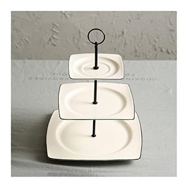 Imagem de Tigelas de frutas três camadas sobremesa açúcar bolo de frutas lanche rack casa criativa moderna bandeja decorativa fruteira (B) (A)