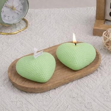 Imagem de Vela formato coração decorativa 80g romântica presente namorados decoração ambiente casamento aniversario lembrancinha (Verde)