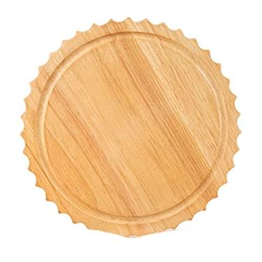Imagem de pcagfaajmh Tábua de queijos tábua de pizza tábua de queijo redonda tábua de cortar frutas madeira maciça tábua de bolo bife tábua de pão tábua de queijo de madeira (cor: madeira Cor: Tamanho único)