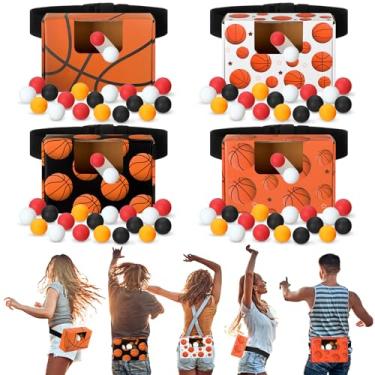 Imagem de Halloscume Conjunto de 4 bolas de basquete para festa e balanço, jogo de basquete Twerk, inclui 40 bolas, fitas e caixas de papelão, jogos esportivos para família e adultos