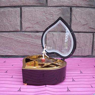 Imagem de pcagfaajmh Caixa de música de balé para meninas, caixa de armazenamento em forma de coração, caixa de música, decoração de mesa para casa, presente, caixa de música de arte mecânica