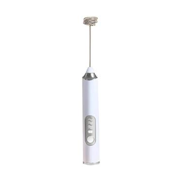 Imagem de Mini Mixer Misturador Elétrico 3 Velocidades, Batedor de Leite Portátil Recarregável USB para Cappuccino, Café, Shake e Ovos com 2 Batedores Fouet e Mola - Aço Inox (Branco)