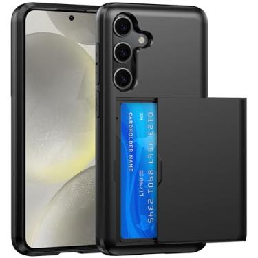 Imagem de SZSSZSM Capa carteira para Samsung Galaxy S24 Plus com suporte para cartão, camada dupla, proteção de grau militar, à prova de choque, compartimento oculto para cartão, capa de telefone slim fit