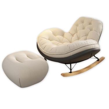 Imagem de Cadeira de balanço interna com descanso para os pés – Cadeira de braço aconchegante e conjunto otomano para quarto, enfermagem, sala de estar – Cadeira de leitura confortável cor