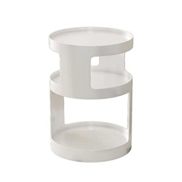 Imagem de CFGH6FDF Expositor de mesa de cabeceira de metal com armazenamento aberto, móveis laterais de sofá para sala de estar, quarto, pequeno coquetel de café todos os dias (branco)