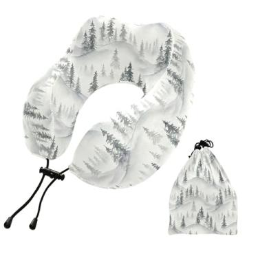 Imagem de Burbuja Almofada de pescoço de árvore de montanha para viagem, almofada de viagem de espuma viscoelástica para suporte de cabeça de carro de avião dormindo, lavável na máquina e portátil