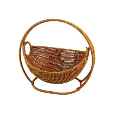 Imagem de CFGH6FDF Suporte de frutas para cesta de frutas, cestas de frutas de vime de imitação para sala de estar, suporte para tigela de frutas