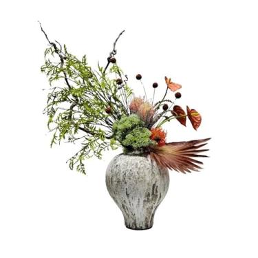 Imagem de CFGH6FDF Arranjo floral de festa decoração de flores falsas de alta qualidade hotel restaurante entrada vaso de cerâmica vintage jardim