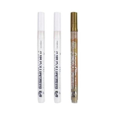 Imagem de Conjunto De Marcadores De Tinta Acrílica Preto, Branco, Dourado E Prat