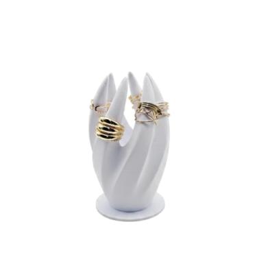 Imagem de Porta Anéis Suporte Expositor e Organizador de Jóias Pulseiras Anéis e Acessórios(Branco)