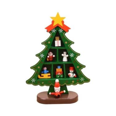 Imagem de Árvore De Natal De Madeira Vermelha 3D Para Decoração De Mesa, Layout 