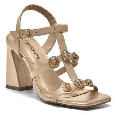 Imagem de Sandália Via Marte Salto Alto 150-018-01 Feminino Dourado-Feminino