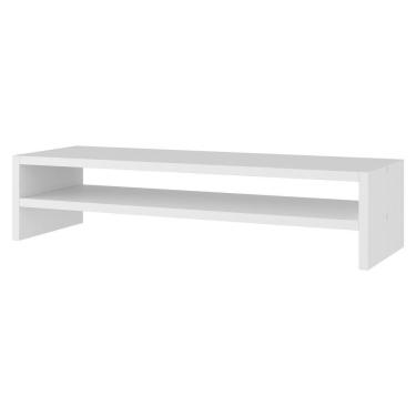 Imagem de Suporte Stand Base Para Tela Monitor Laptop Soft Elevado 65Cm Em Mdf Com 01 Prateleira Branco