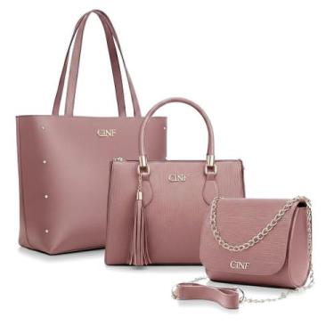 Imagem de Kit Bolsa Sacola Grande + Transversal Média +Tira Colo Pequena - CF Ec