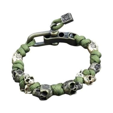 Imagem de Pulseiras De Paracord Ajustáveis Com Crânio Gótico Punk Rock  Joias Mo