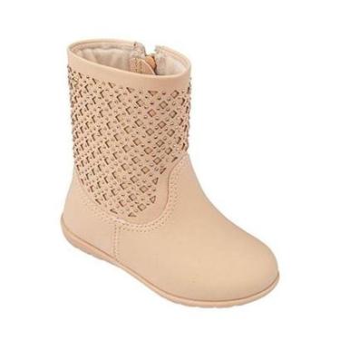 Imagem de Bota Infantil Menina Pampili Jujuba Cano Médio Bege/Strass-Feminino