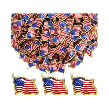 Imagem de Broche Comemorativo Da Bandeira Nacional Dos EUA Com Cristal E Epóxi E