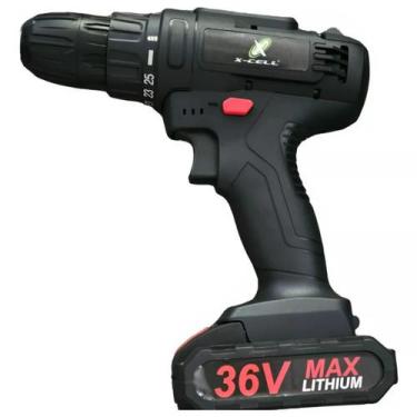 Imagem de Parafusadeira Furadeira Sem Fio Potênte + 2 Baterias 36v + Acessórios 