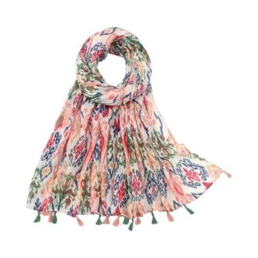 Imagem de Cachecol Floral De Viscose Para Mulheres 180x90cm, Pashmina Fina Para 