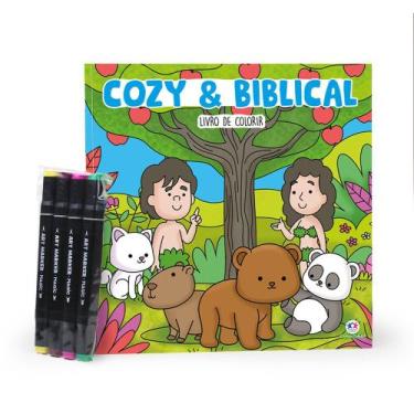 Imagem de Livro - Cozy and Biblical - Livro de Colorir com 4 Canetinhas