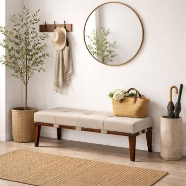 Imagem de Puff para Sala de Estar em Veludo Livia Bege