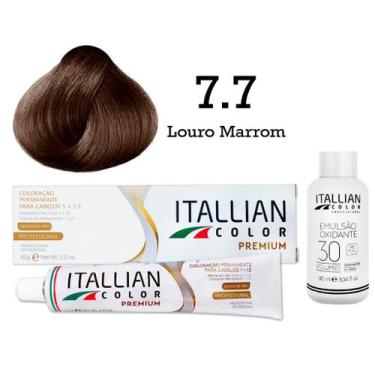 Imagem de Kit Coloração Itallian Color 7.7 Louro Marrom + Oxi 30