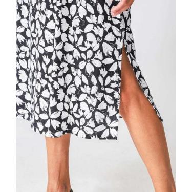 Imagem de Saia Midi Feminina Estampa Flores Babado Marisa Preto-52563, 40, Preto