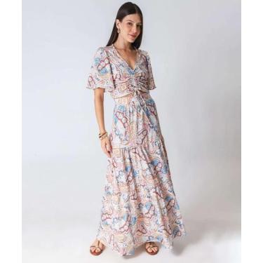 Imagem de Saia Longa Feminina Estampa Paisley Marisa Bege-11130, Bege, G