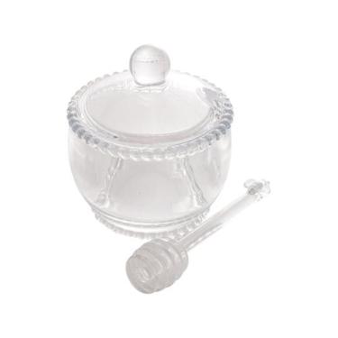 Imagem de Meleira 10 cm de cristal transparente com colher Pearl Wolff - 28380