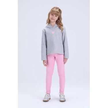 Imagem de Conjunto Infantil Feminino de Inverno Moletom Cropped Coração e Leggin