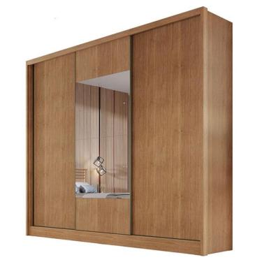 Imagem de Guarda Roupa Casal Medelim 3 Portas 8 Gavetas Cumaru 23 com Espelho – Novo Horizonte