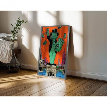 Imagem de Quadro Decorativo Livre Mercado Retangular 50X70 em Canvas com Moldura Caixa em Madeira...