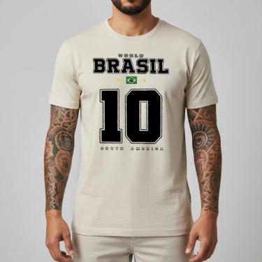 Imagem de Camisa Masculina Off White Manto Seleção Brasileira Masculino Copa 100% Algodão Fio 30....