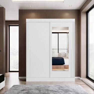 Imagem de Guarda Roupa Casal 2 Portas de Correr 100% Mdf com Espelho Firenze Branco