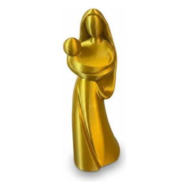 Imagem de Estatua Nossa Senhora Com Menino Jesus Dourada 3d Dourado - Dourado - 