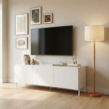 Imagem de Rack para Tv 55 Polegadas 3 Portas e 2 Prateleiras Curve Branco