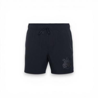 Imagem de Bermuda Corinthians Impermeável All Black Bolso Com Zípe