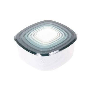 Imagem de Conjunto 7 Potes Quadrado com Tampa 100ML Até 04 Litros Plástico para Armazenar Alimentos Thika
