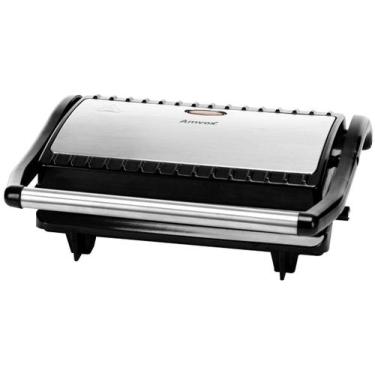 Imagem de Sanduicheira Grill Amvox AMS 800 Preto e Inox 800W com Chapas Antiader