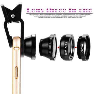 Imagem de Kit Lentes Celular Resolução Superior - 3 em 1 Universal Olho De Peixe