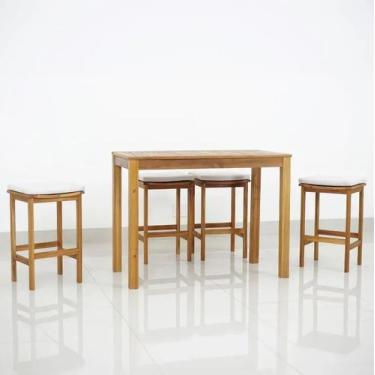 Imagem de Conjunto De Bar Madeira 5 Pecas 1 Mesa 4 Cadeiras - Brazil Home Living